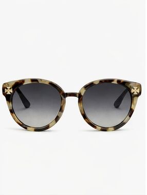 Tory Burch Tortoiseshell Round Sunglasses with Brown-Gray Gradient Lenses